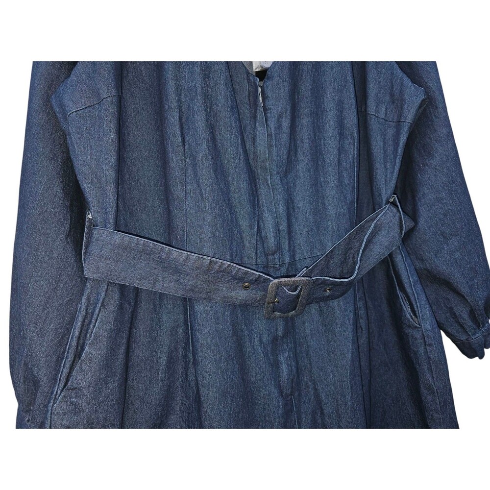 Ashley Stewart Woman Plus 18 Denim Jogger Jumpsuit Blue Dark Wash Belt Full Zip - Picture 5 of 15